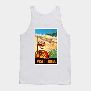 Vintage Travel Poster India - Jaipur Visit India Tank Top